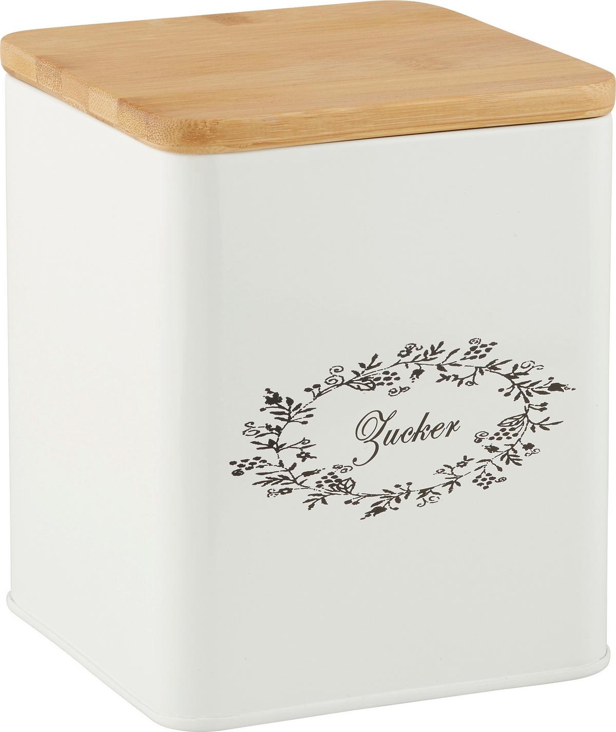 Box mit Deckel Lore in Weiss ca. 2,6l - Weiss/Naturfarben, Romantik / Landhaus, Holz/Metall (14/14/16cm) - Zandiara