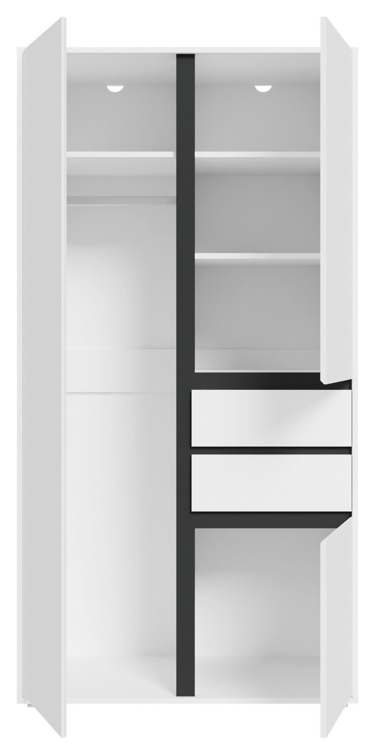 Drehtürenschrank Falun Weiß - Weiß, MODERN, Holzwerkstoff (100/194/56cm) - Livetastic