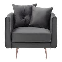 Relaxsessel Luis Grau Samt - Roségold/Grau, MODERN, Holz/Textil (90/87/87cm) - Bessagi Home