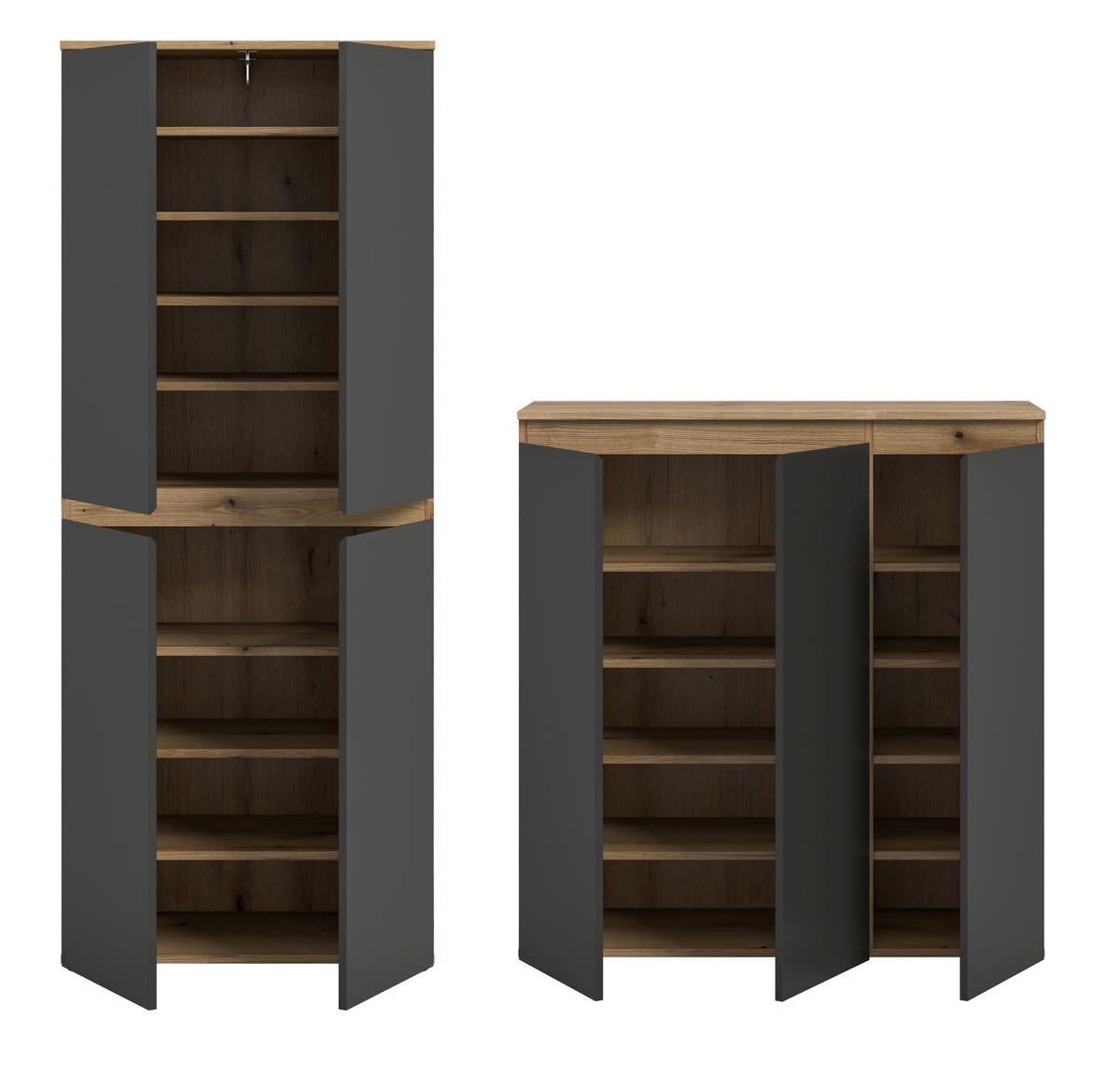 Garderobenschrank Scarpa Anthrazit/Eiche - Eichefarben/Anthrazit, Design, Holzwerkstoff/Kunststoff (190/175/37cm) - Livetastic