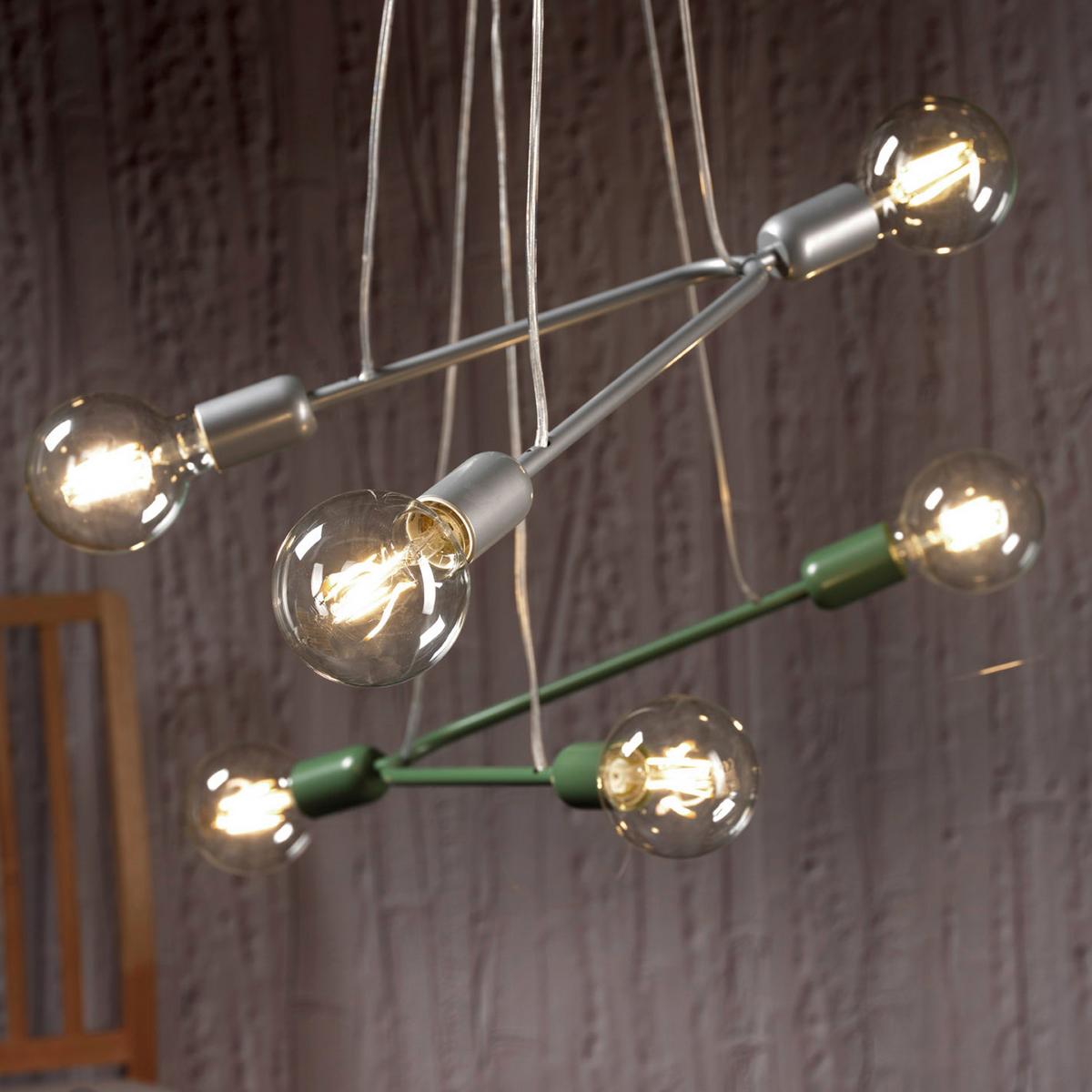 Pendelleuchte Boomerang argento Silber max. 22 Watt - Silberfarben, Design, Metall (65/10/75cm)