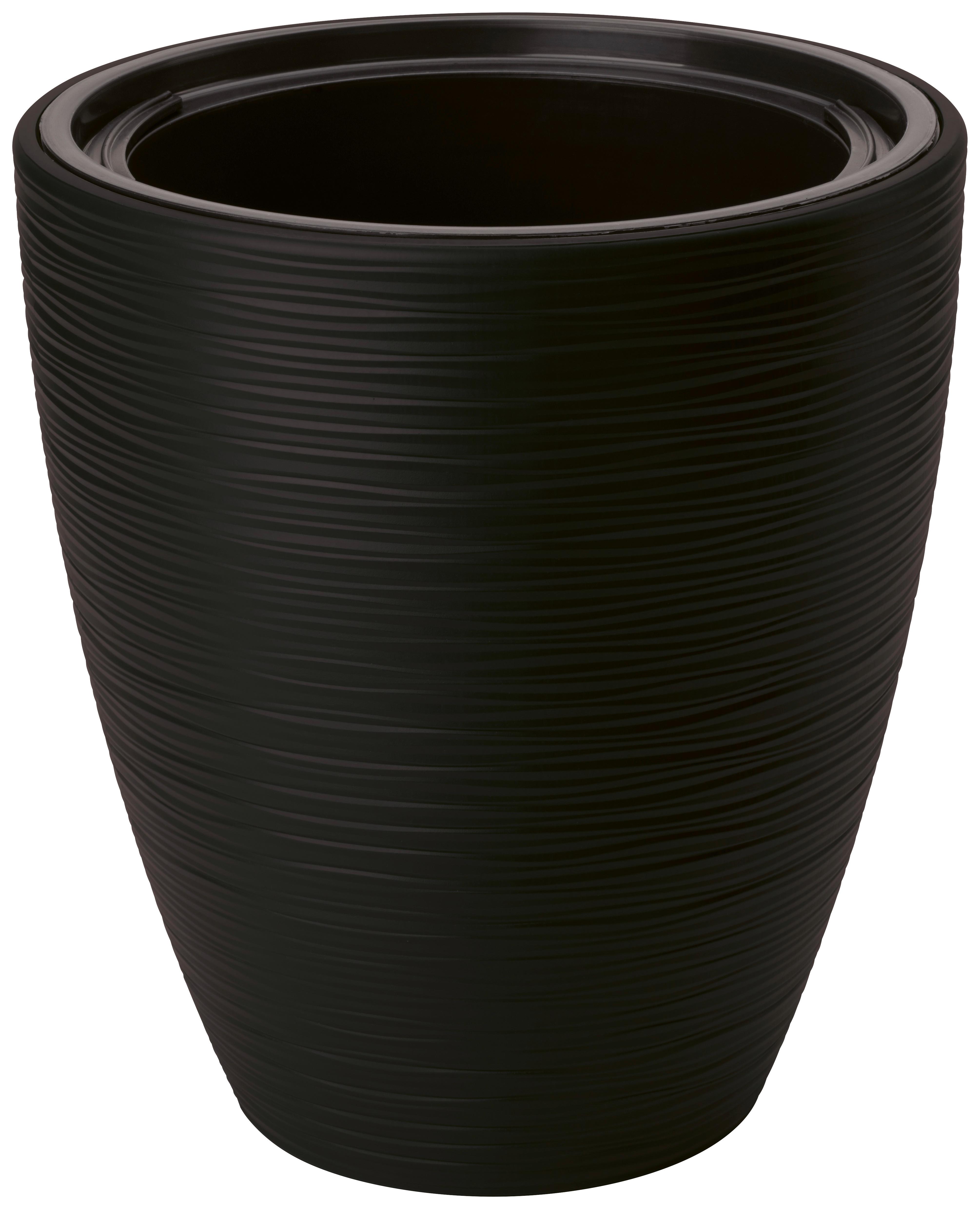 Virágkaspó Gubo - fekete, Konventionell, műanyag (29/32cm)