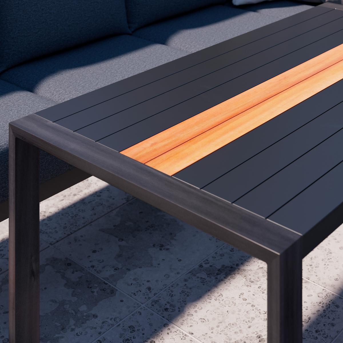 Loungegarniturset Duisburg in Anthrazit/Teakfarben - Anthrazit/Teakfarben, Modern, Textil/Metall (265/73/202cm) - Mömax