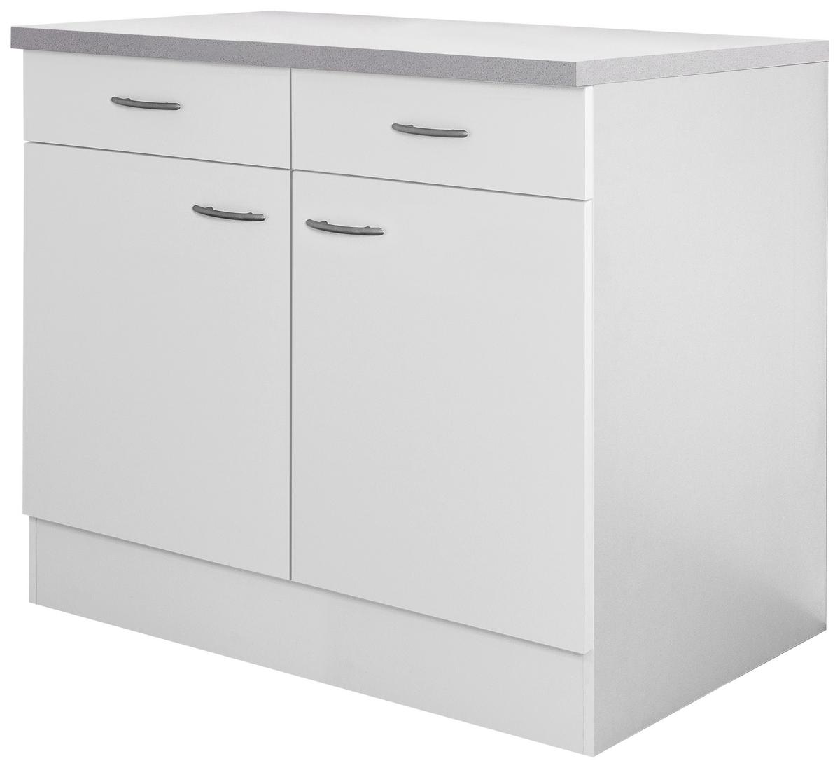 Küchenunterschrank in Weiss 'Wito' - Edelstahlfarben/Hellgrau, Holzwerkstoff/Kunststoff (100/85/60cm) - FlexWell