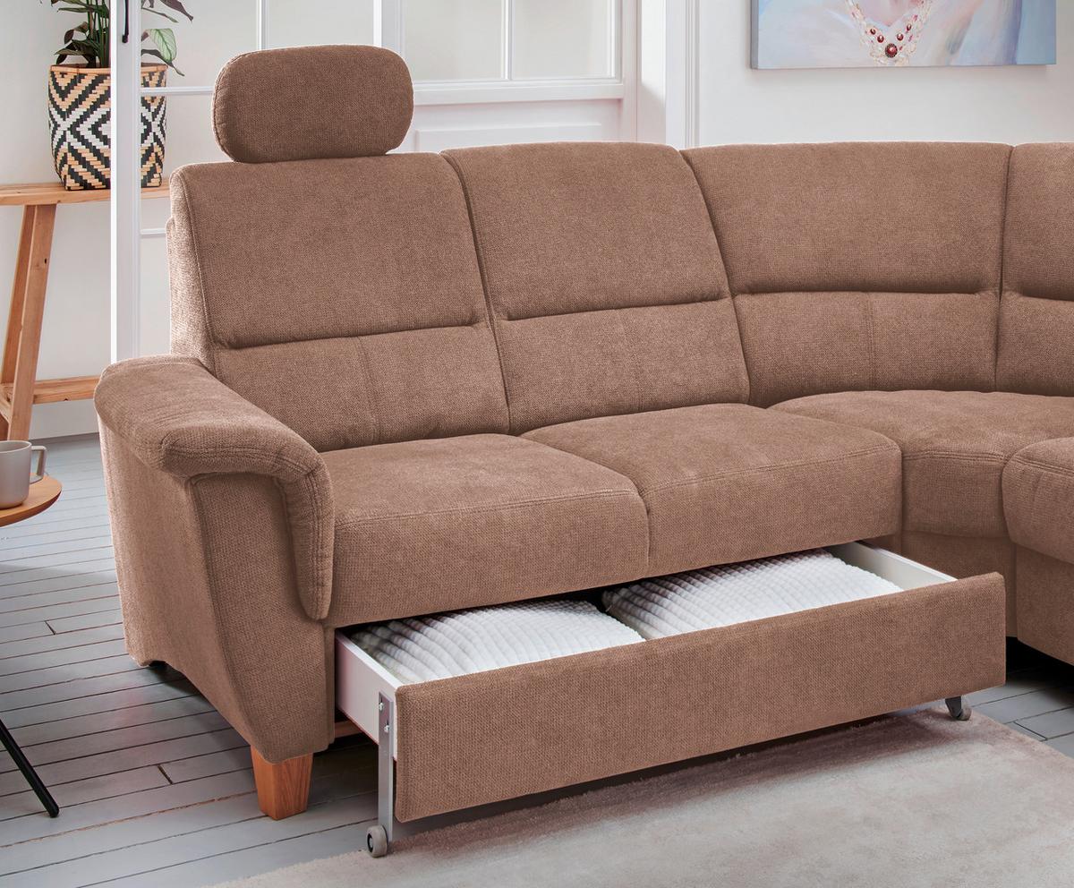 Ecksofa Parole Hellbraun Struktur - Hellbraun/Wildeiche, KONVENTIONELL, Holz/Textil (238/241cm) - Livetastic