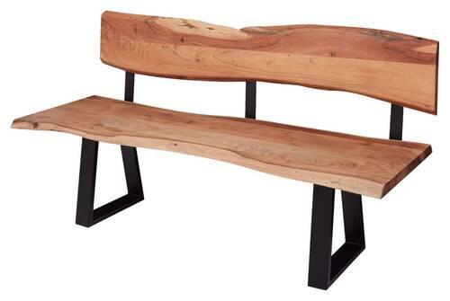 Sitzbank "Gaya", aus Akazie, akaziefarben - Schwarz/Akaziefarben, MODERN, Holz/Metall (160/83,5/60cm) - MID.YOU