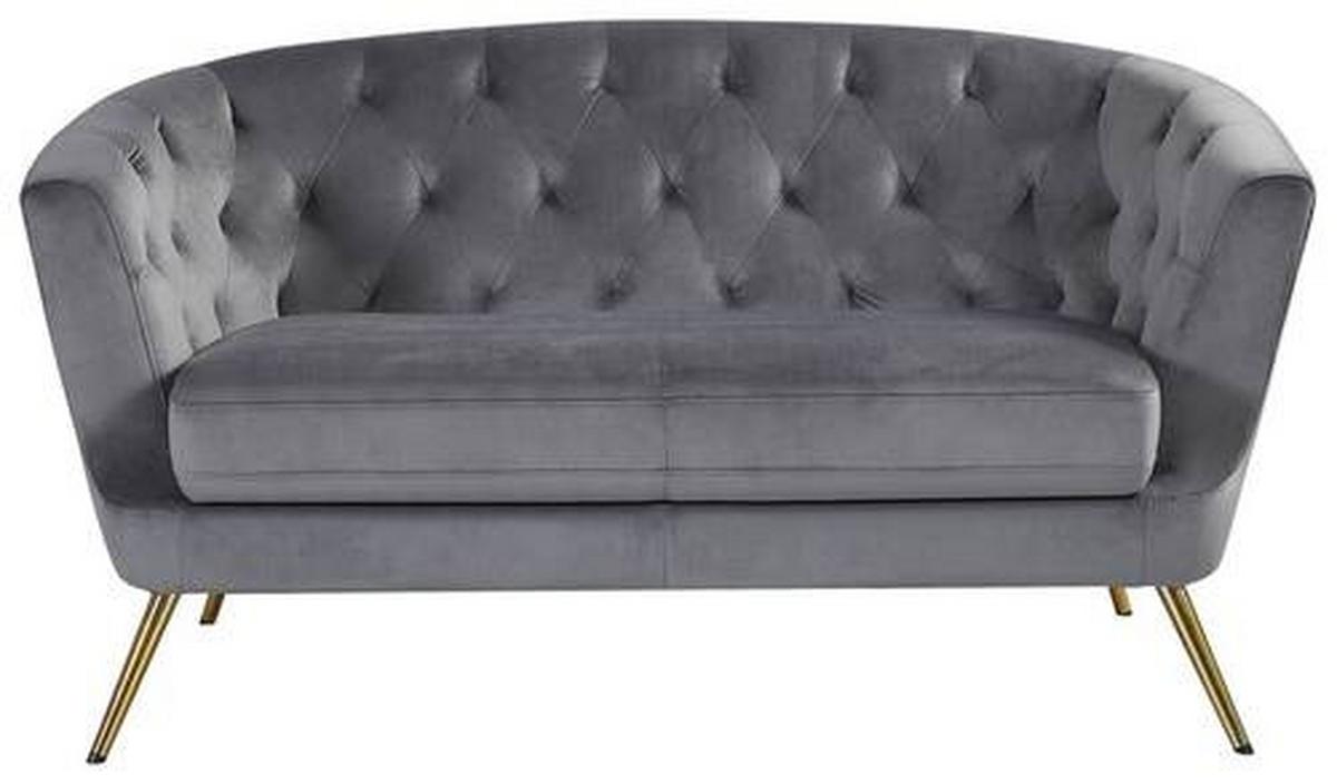 Dvosed Lita, Siva, Žamet - zlate barve/siva, Moderno, kovina/tekstil (150/78/83cm) - Ti'me