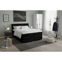 Boxspringbett London -Exklusiv- - Chromfarben/Schwarz, Modern, Holz/Holzwerkstoff (160/200cm) - Premium Living