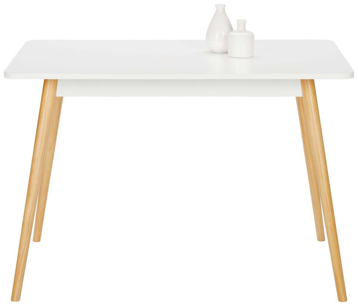 Esstisch aus Kiefer teilmassiv - Weiss/Naturfarben, Modern, Holz/Holzwerkstoff (110/76/70cm) - Based