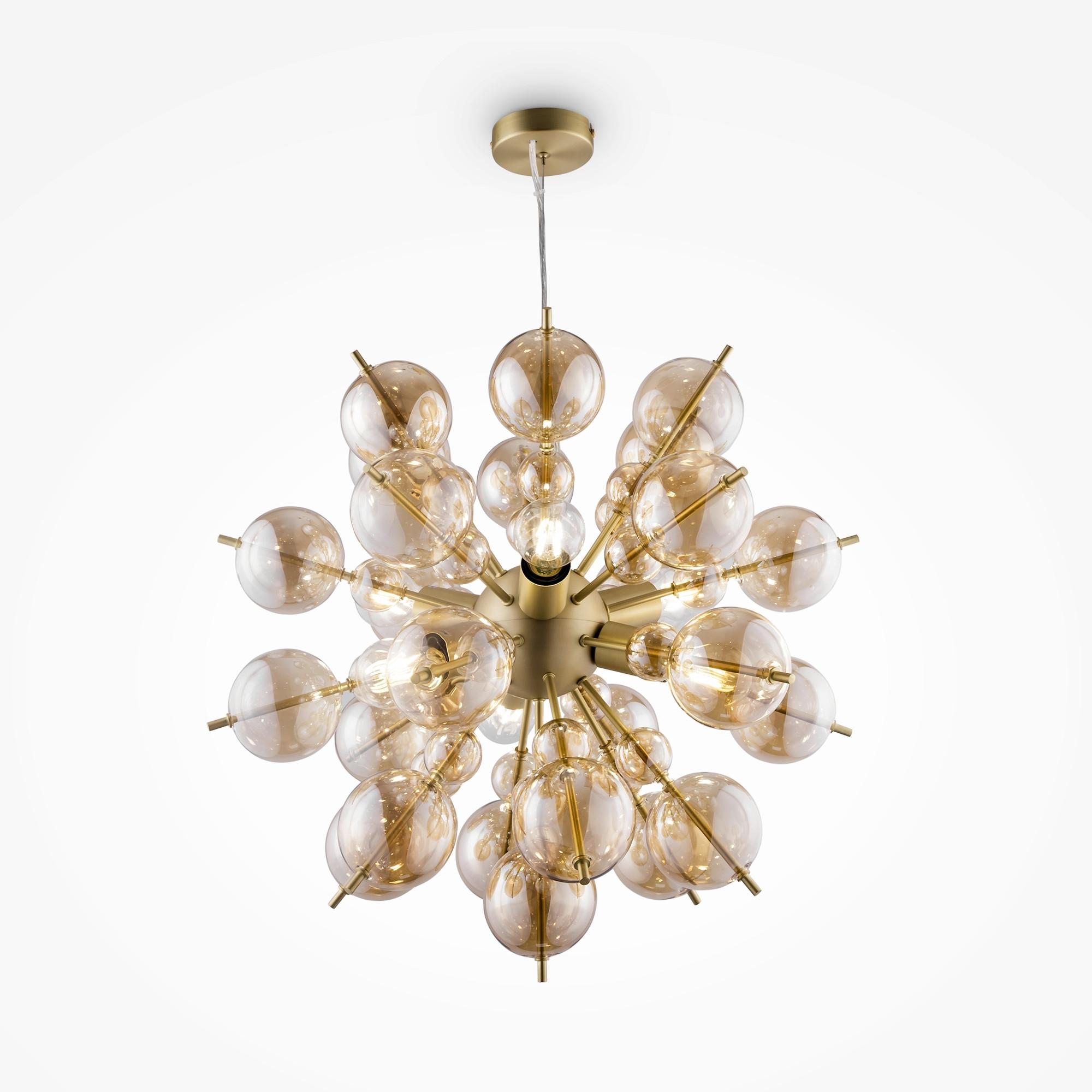 PENDELLEUCHTE BOLLA - Messingfarben/Bernsteinfarben, Trend, Glas/Metall (57.3/54.5cm) - MAYTONI