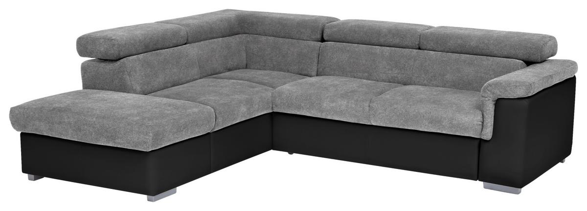 Wohnlandschaft Milla Grau/Schwarz ca. 252x217 cm - Schwarz/Grau, Basics, Holz/Textil (217/252cm) - MID.YOU