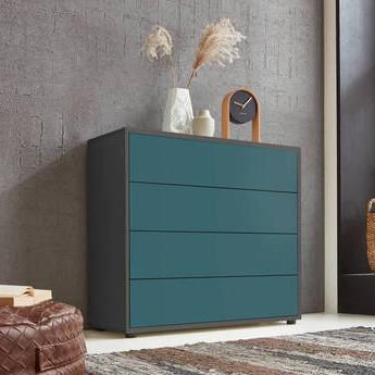 Kommode Mailand Typ 3 Anthrazit/Petrol - Anthrazit/Petrol, MODERN, Holzwerkstoff/Kunststoff (79/73/33cm) - MID.YOU