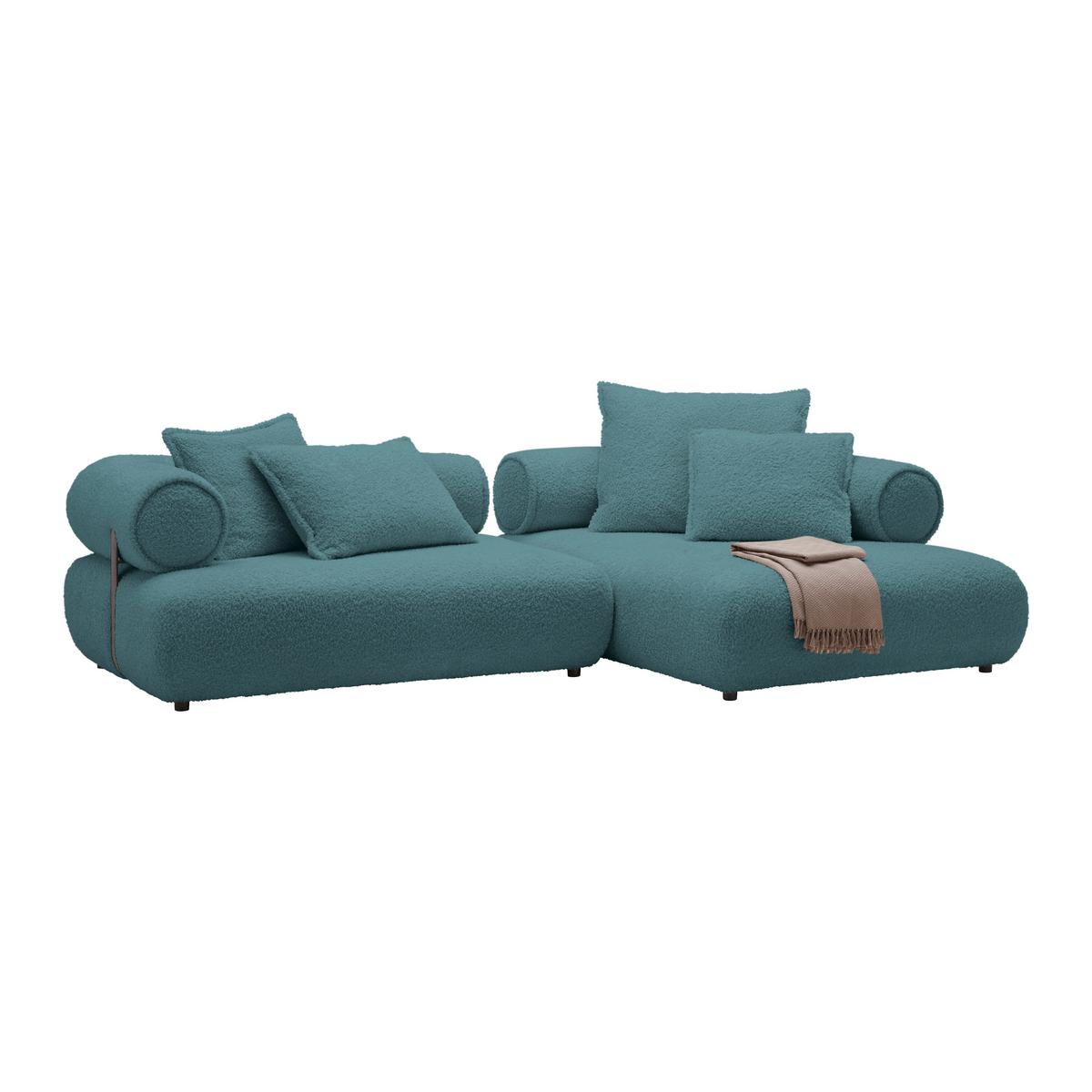 Wohnlandschaft Casimir Petrol - Petrol/Schwarz, LIFESTYLE, Kunststoff/Textil (310/180cm) - Premium Living