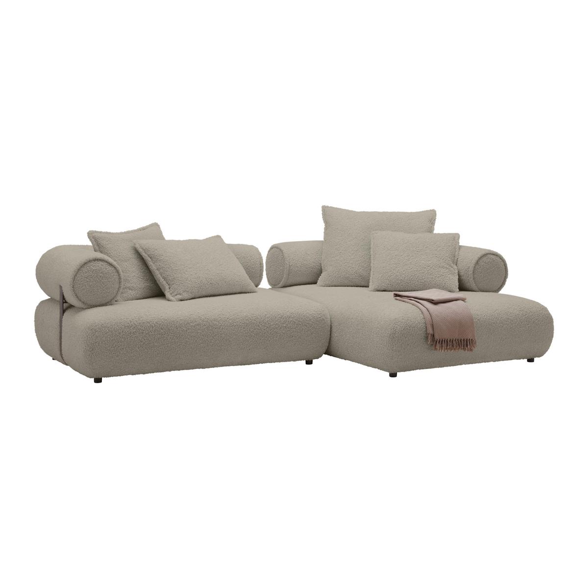 Wohnlandschaft Casimir Silberfarben - Silberfarben/Schwarz, LIFESTYLE, Kunststoff/Textil (310/180cm) - Premium Living
