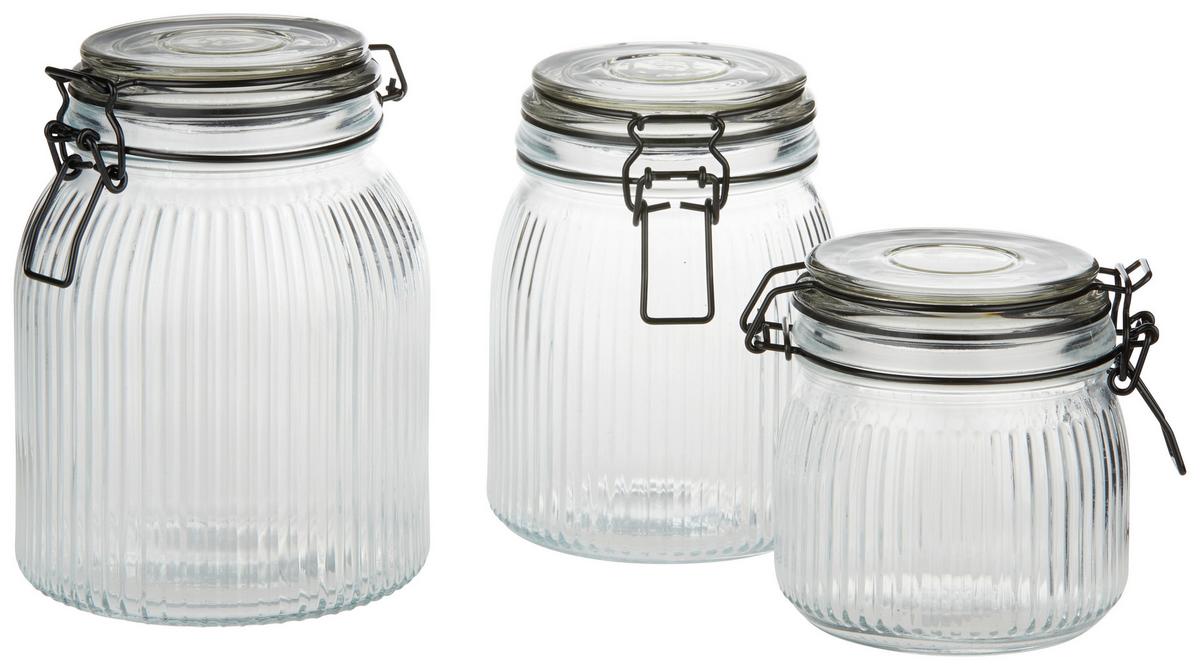 Vorratsdose Juna aus Glas ca. 480ml - Transparent, MODERN, Glas/Kunststoff (10,6/11cm) - Premium Living