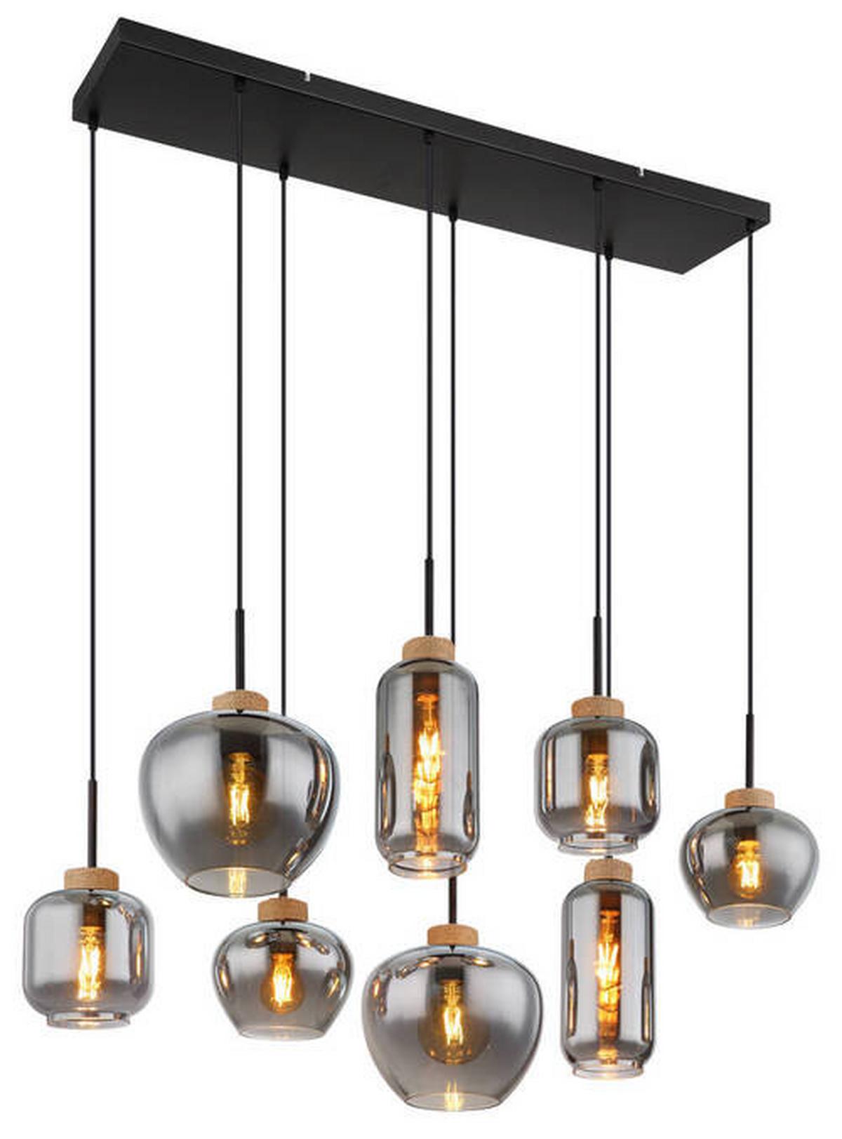 Hängeleuchte Matt Naturfarben max. 40 Watt - Schwarz/Naturfarben, Design, Glas/Naturmaterialien (105/40/120cm) - Globo