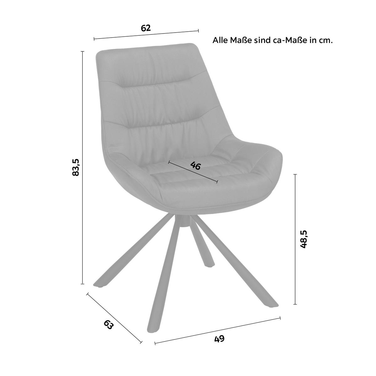 Stuhl Rebell in Grau Struktur - Schwarz/Grau, MODERN, Textil/Metall (57/84/63cm) - Mömax