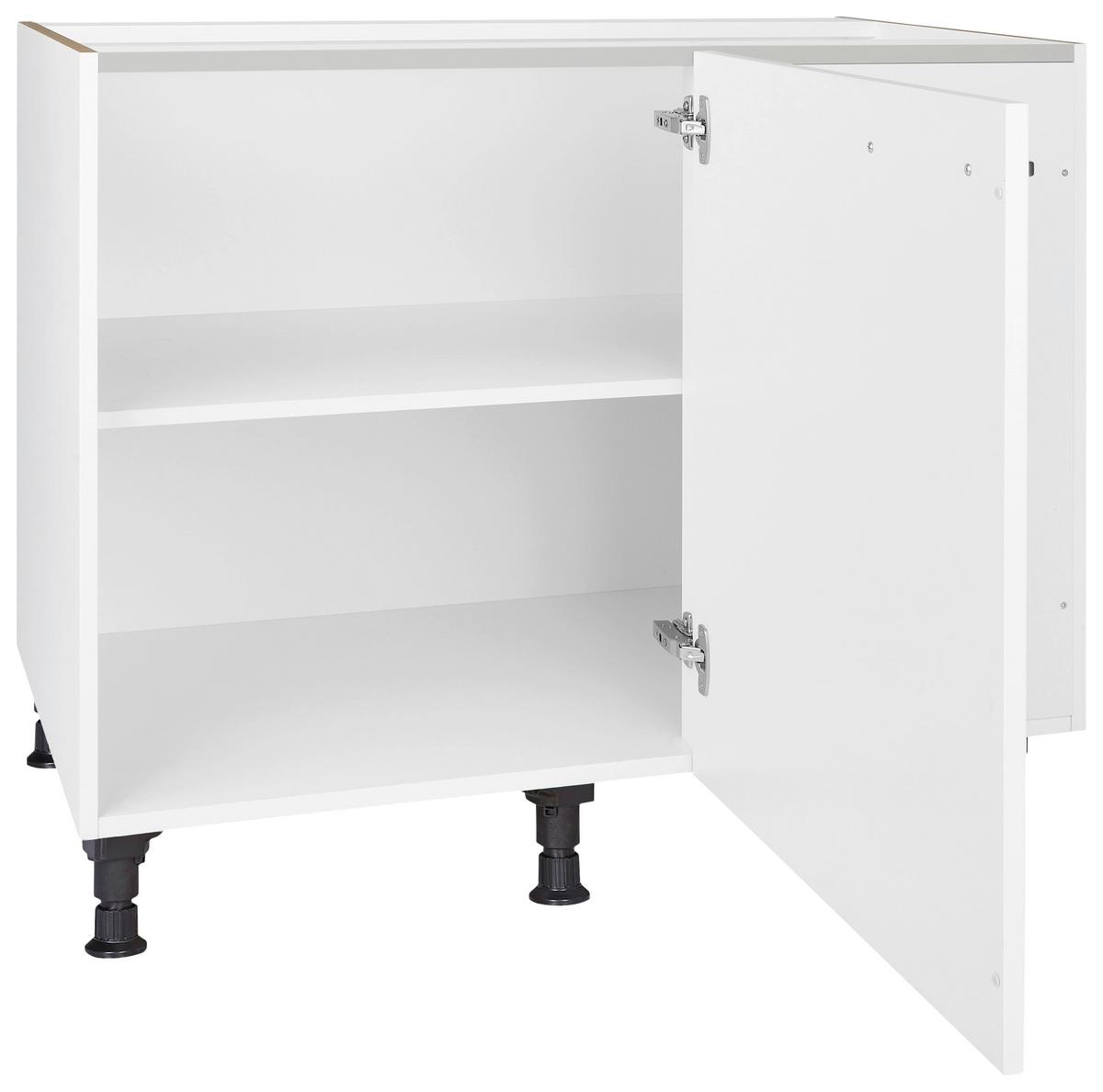 Eckunterschrank Touch Weiß - Edelstahlfarben/Weiß, MODERN, Holzwerkstoff/Metall (125/87/65cm) - Nobilia