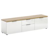 KOMODA NISKA IDEA - biały wysoki połysk/czarny, Design, materiał drewnopochodny/tworzywo sztuczne (180/49/43cm) - Xora