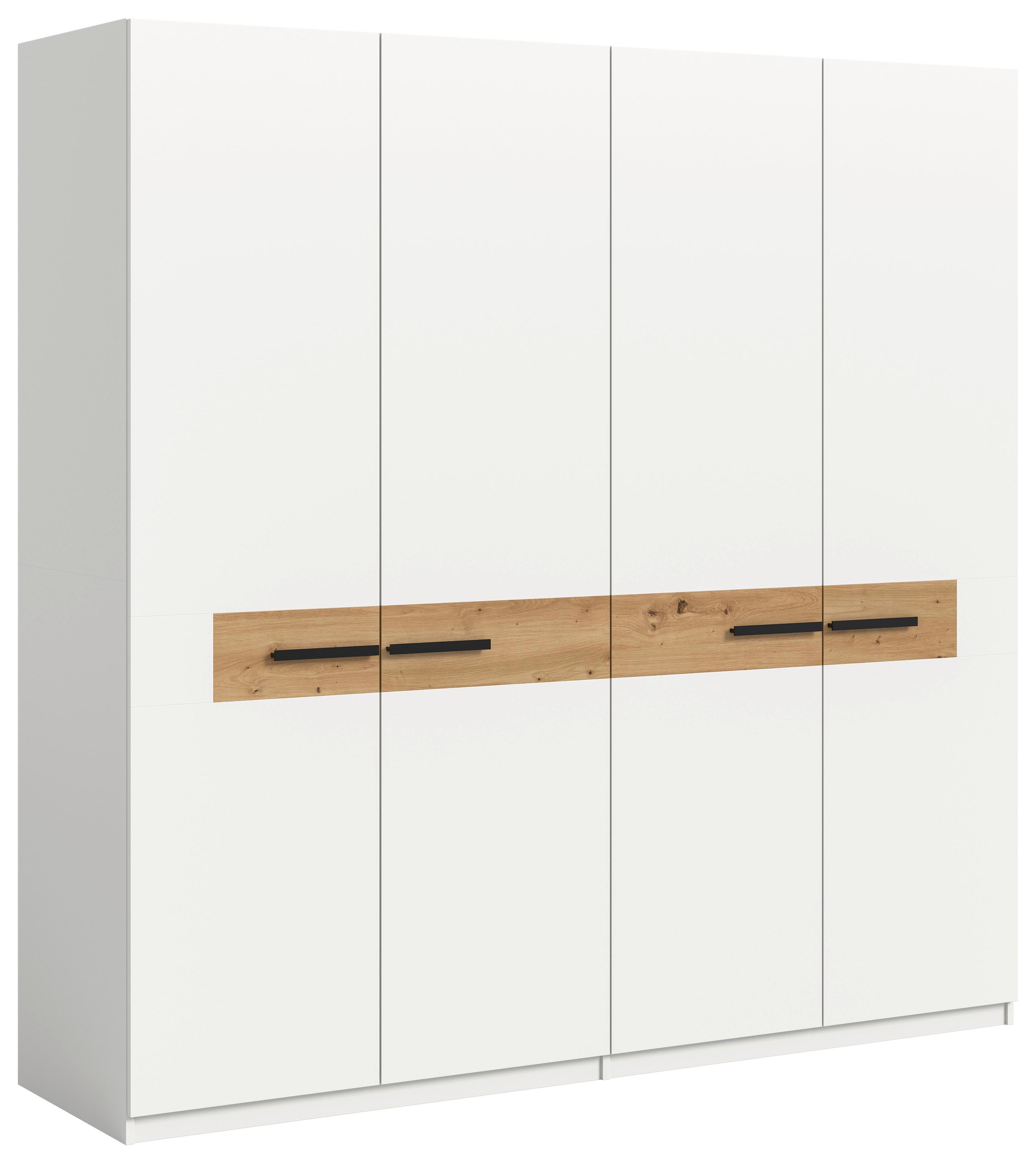 Drehtürenschrank STANGA Weiß, Eiche Artisan - Schwarz/Weiß, ROMANTIK / LANDHAUS, Holzwerkstoff/Kunststoff (200/201/55cm) - Livetastic