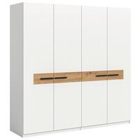Drehtürenschrank STANGA Weiß, Eiche Artisan - Schwarz/Weiß, ROMANTIK / LANDHAUS, Holzwerkstoff/Kunststoff (200/201/55cm) - Livetastic