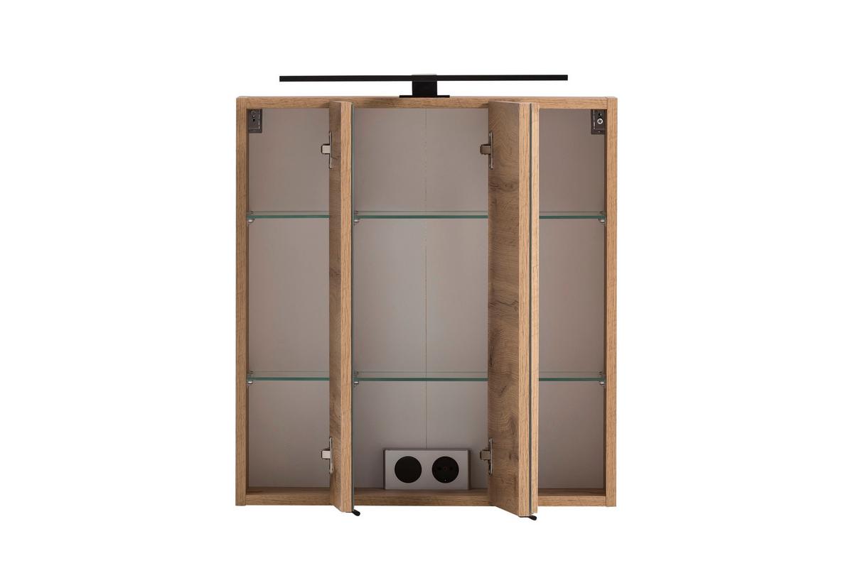 SPIEGELSCHRANK ELMAU -EXKLUSIV- - Eiche Wotan/Schwarz, Romantik / Landhaus, Glas/Holzwerkstoff (60/64/20cm) - Mömax