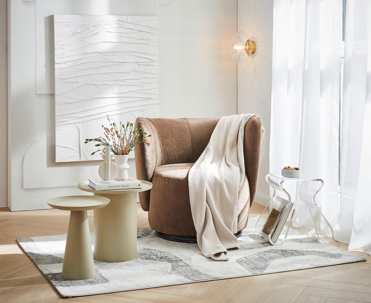 OBRAZ OLEJNY I-23907-1 - beżowy, Design, drewno/tkanina (90/120cm) - Monee