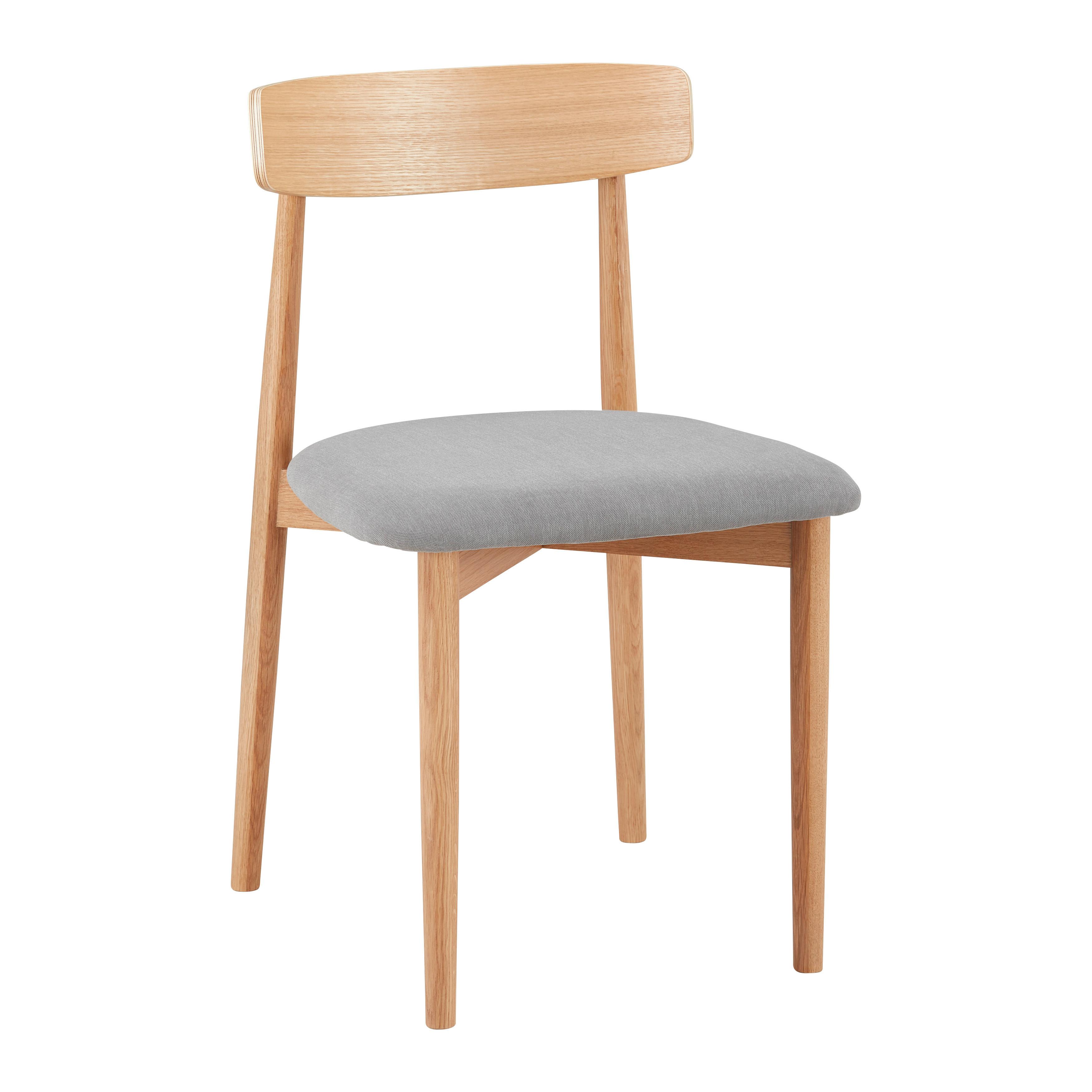 Stol Noah, Siva, Masiven Hrast - siva/naravne barve, Moderno, tekstil/les (47/78/51cm) - Bessagi Home