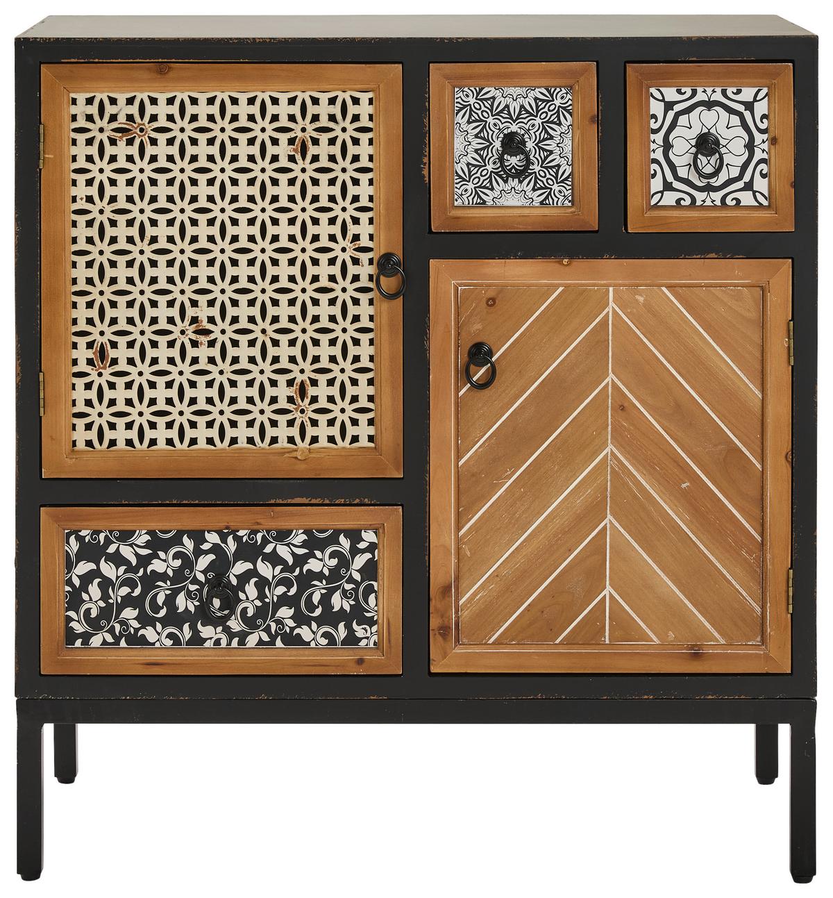 KOMODA HEIKE - kolor naturalny/czarny, Romantik / Landhaus, materiał drewnopochodny/metal (80/84/38cm) - Landscape