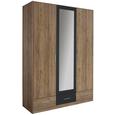 Drehtürenschrank Eiche/Grau Metallic - Eichefarben/Grau, MODERN, Holz/Holzwerkstoff (136/197/54cm) - Modern Living