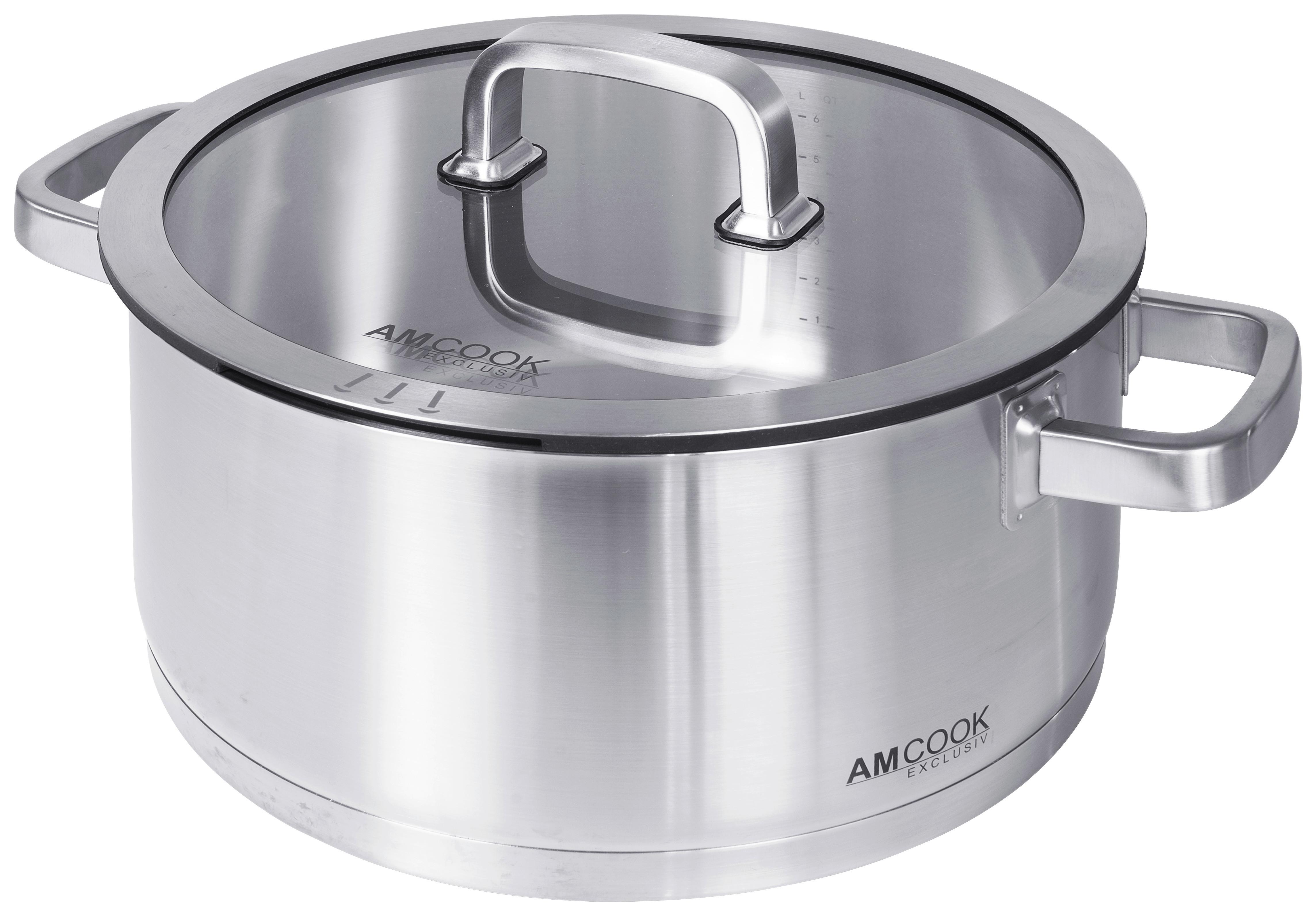 GARNEK 8500755 - kolor stalowy, Basics, metal/szkło (28/13cm) - Am Cook