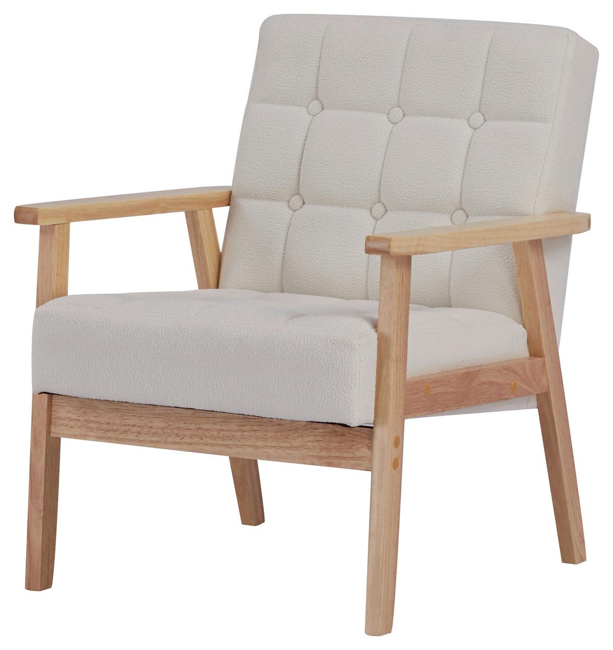 FOTEL NOELLE - kolor naturalny/biały, Trend, tkanina/drewno (64/77,5/67cm) - P & B