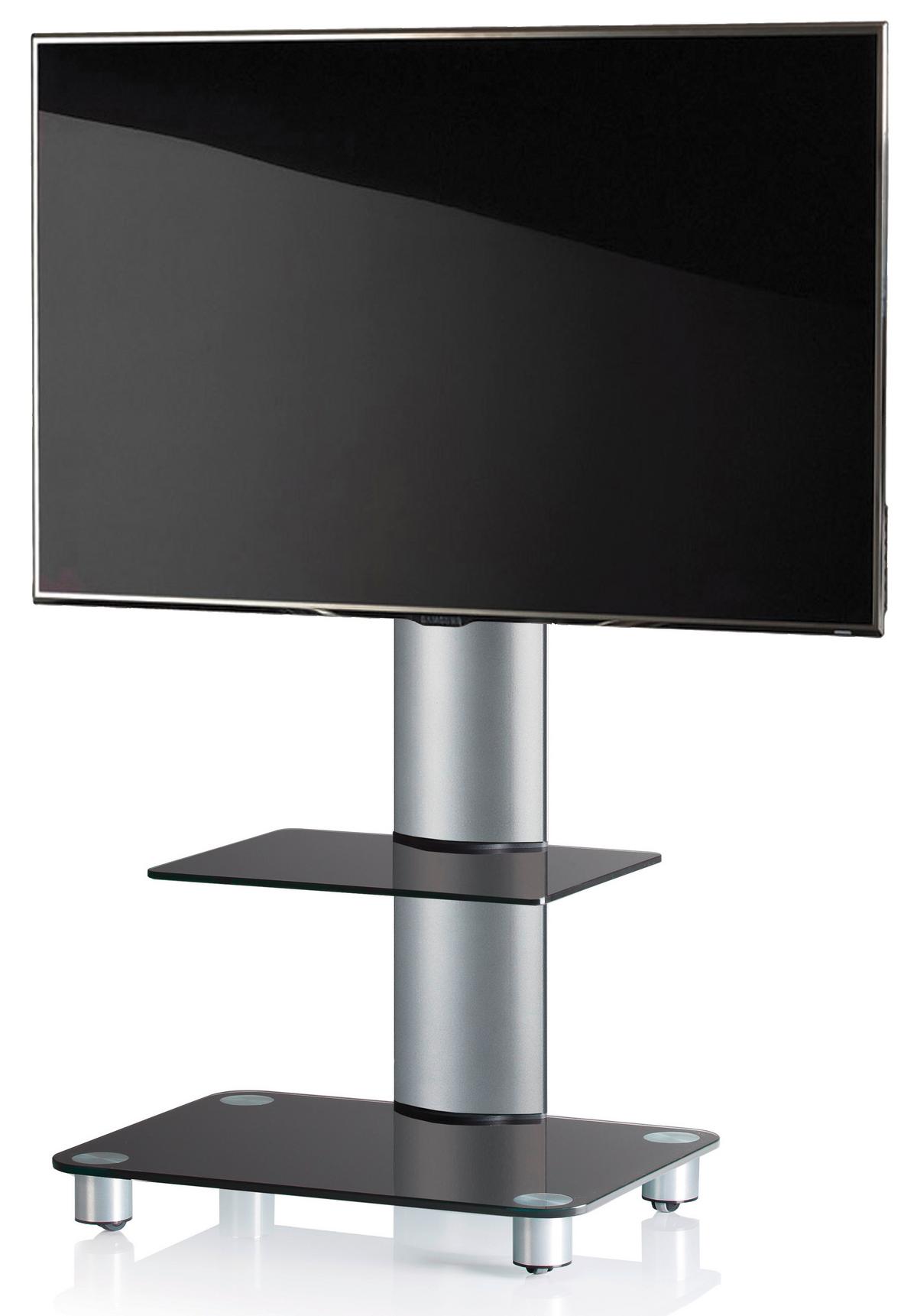 Stojalo Za Tv Tosal V Črno Srebrni, 60cm - srebrne barve/črna, Konvencionalno, kovina/steklo (60/100/44cm) - MID.YOU