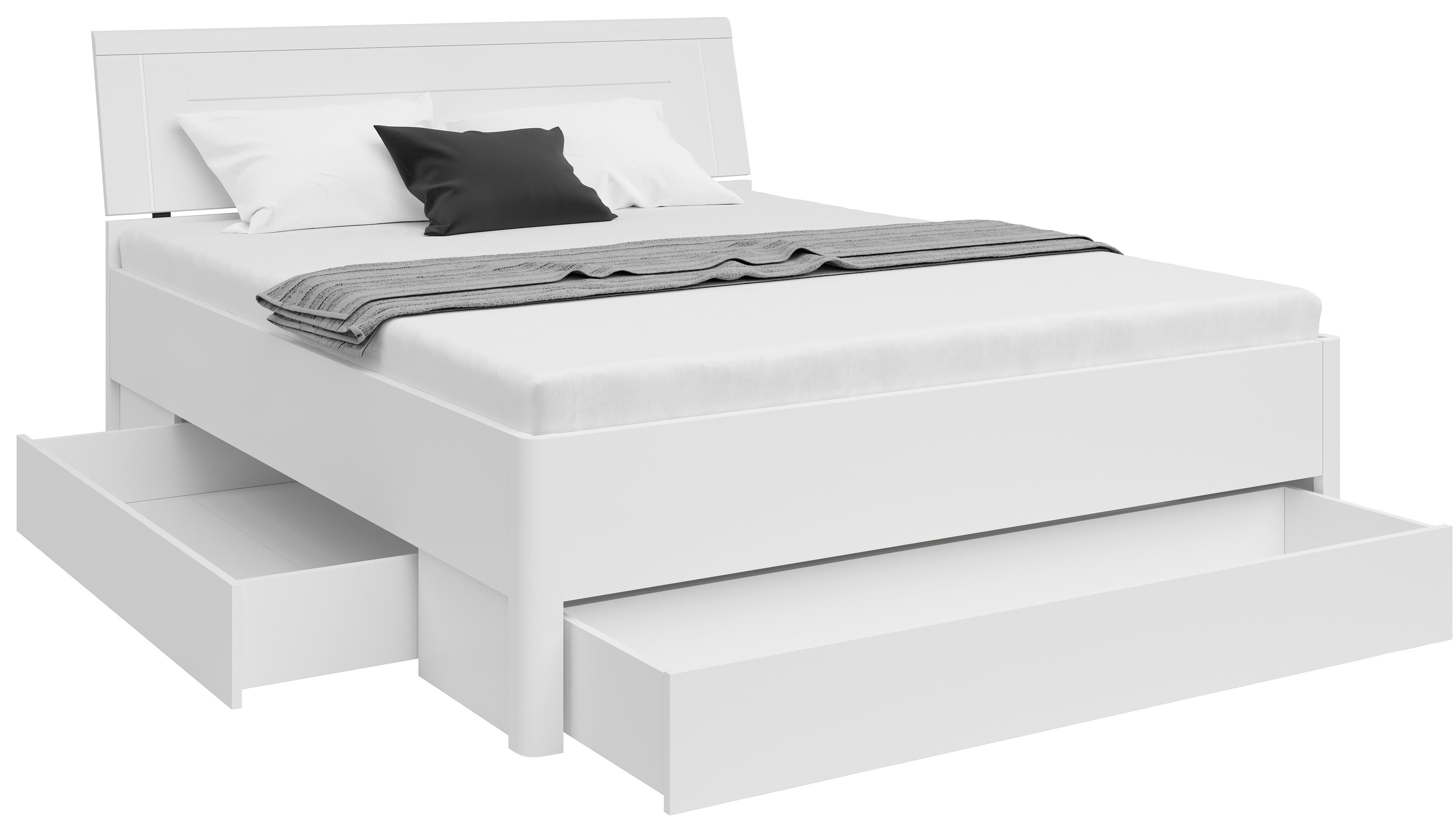 Krevet S Prostor. Za Odlaganje Saturn - bijela/boje grafita, Konvencionalno, drvni materijal (160/200cm) - Based