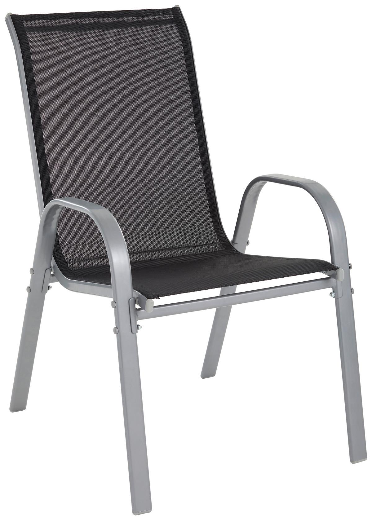 ZESTAW FOTELI OGRODOWYCH CASTIGLIONE - kolor srebrny/czarny, Modern, metal/tkanina (54/94/73cm) - Ambia Garden
