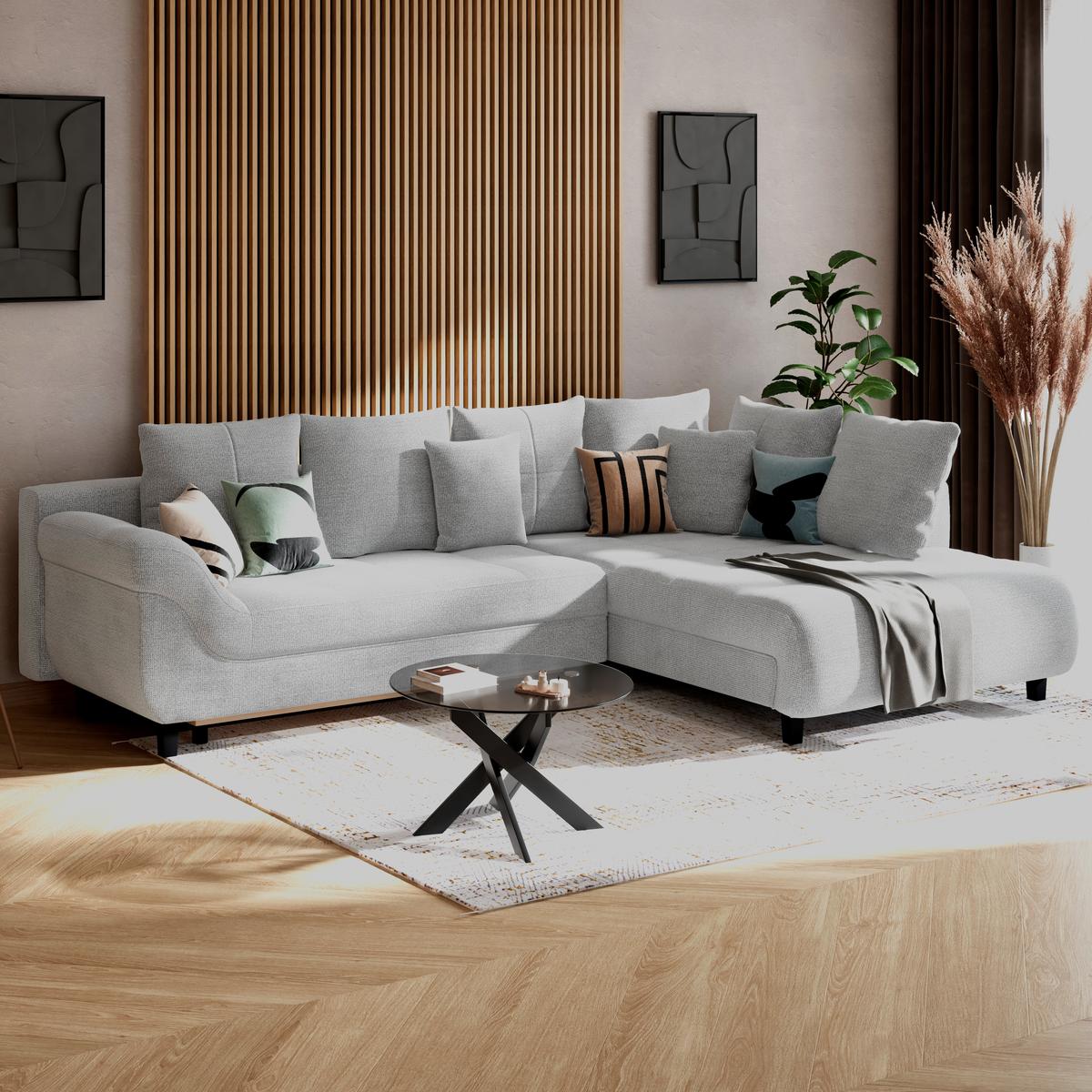 Kutna Garnitura Mendoza - crna/sivo-bež, Konvencionalno, tekstil (309/197cm) - Modern Living