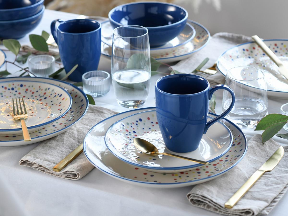 Kombinirani Servis Joy Blue, 16-Delni - modra/krem barve, Basics, keramika - Creatable