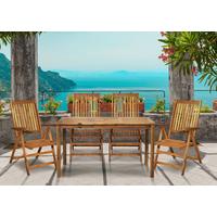 Gartentischgruppe 4-tlg. Naturfarben Akazienholz - Naturfarben, Natur, Holz - Gardenson