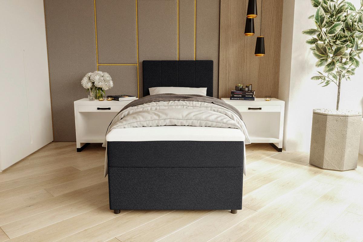 Boxbett Odin Schwarz max. 90x200cm - Schwarz, KONVENTIONELL, Kunststoff/Textil (90/200cm) - Based