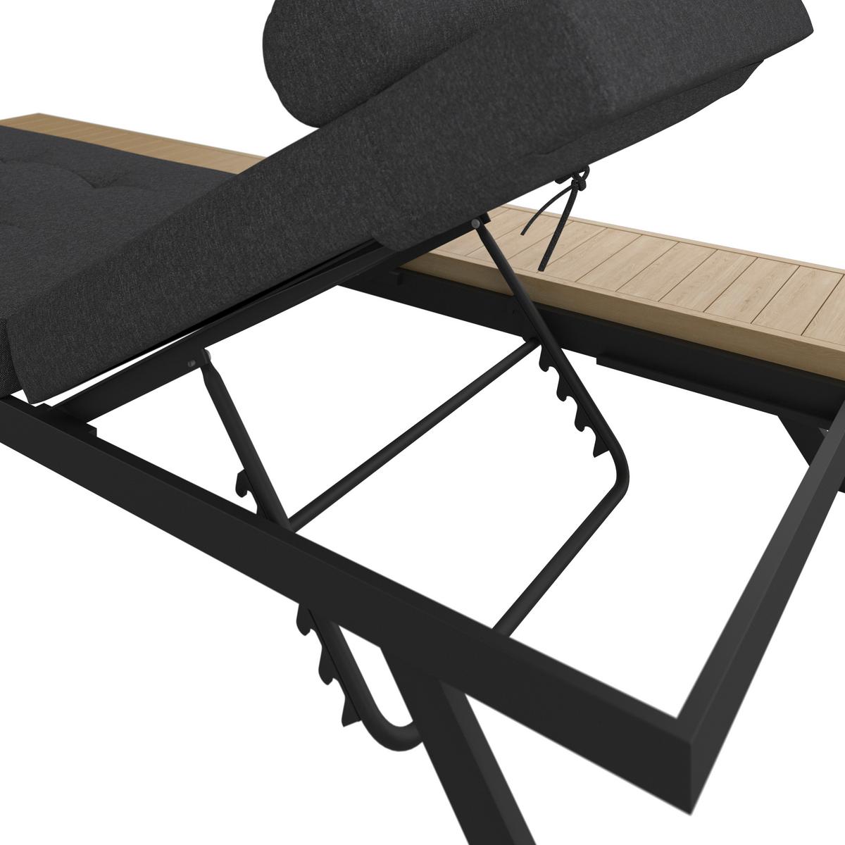 Șezlong Avolina - negru/gri, Modern, plastic/metal (199/86/40cm) - Bessagi Garden