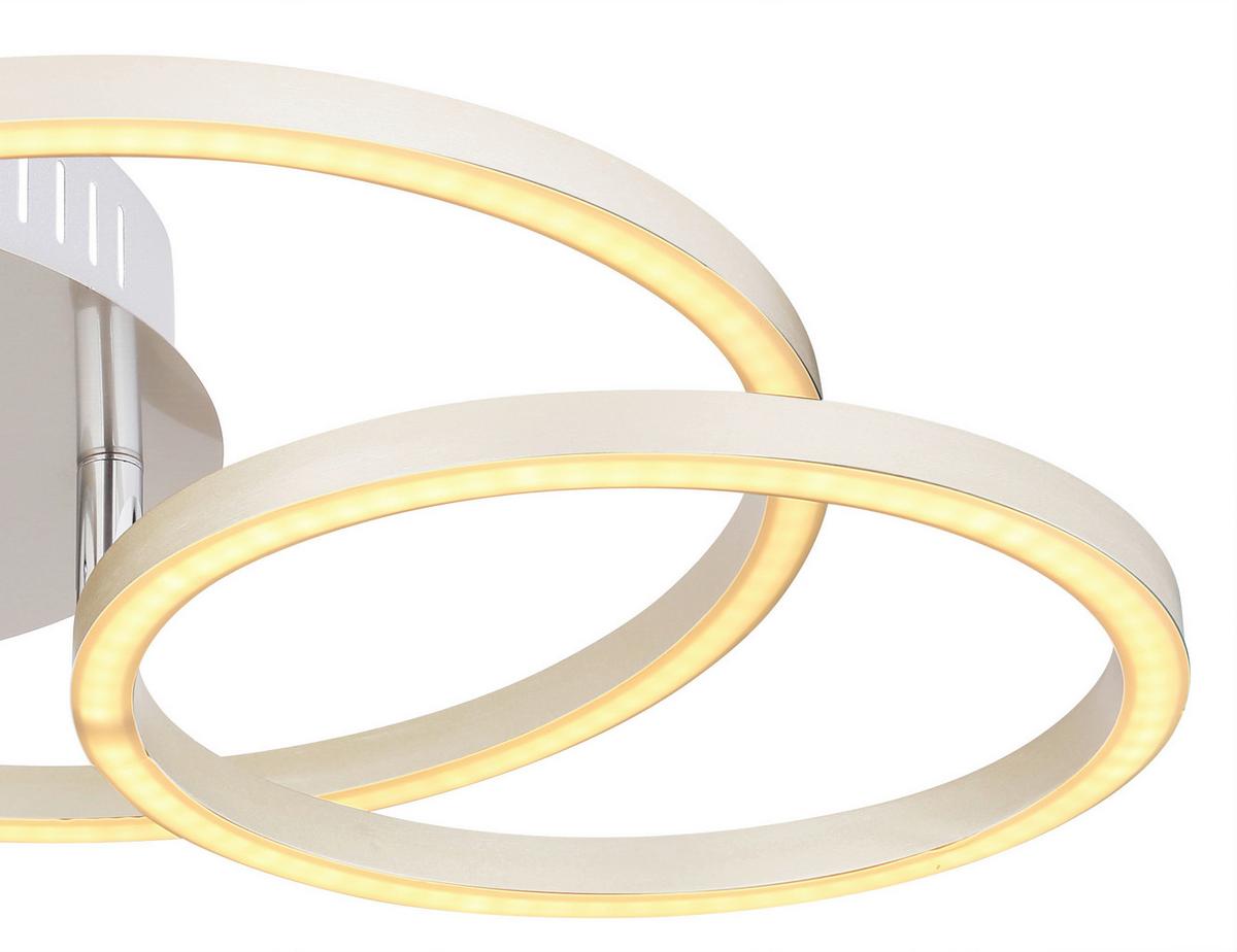 Stropna Led-svetilka Kendy, S Sijalko - barve niklja/bela, Basics, kovina/umetna masa (50/30/9,5cm) - Globo