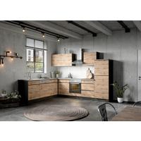 Eckküche Turin mit Geräten ca. 240x300 cm Graphit/Eiche - Eiche Wotan/Graphitfarben, Design, Holzwerkstoff (240/300cm) - Held