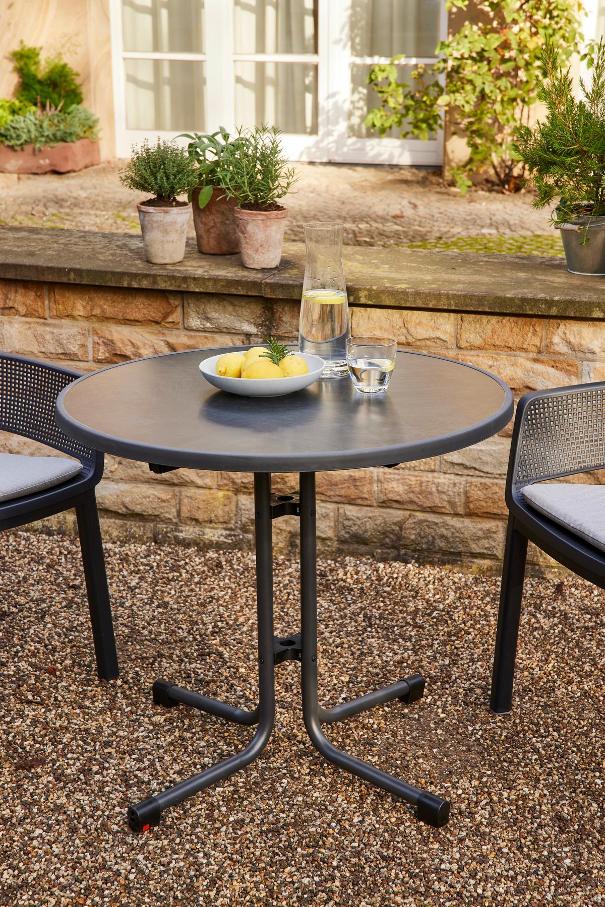 Gartenklapptisch "Paco", Anthrazit, klappbar 80x71x80cm - Anthrazit, KONVENTIONELL, Holzwerkstoff/Metall (80/71/80cm) - Siena Garden