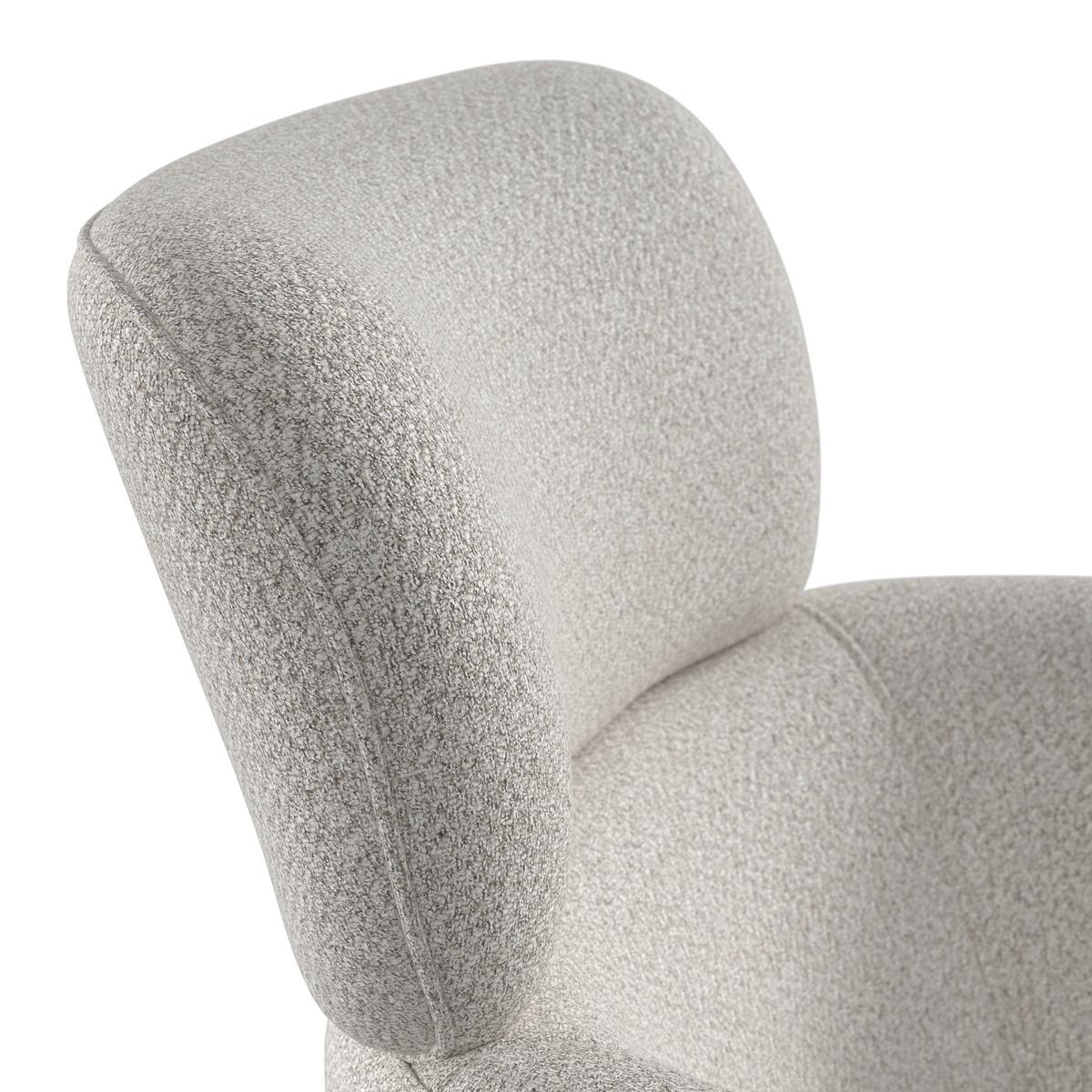 Armlehnstuhl Liora Creme Webstoff Drehbar Gepolstert - Creme/Schwarz, MODERN, Textil/Metall (58/84/61cm) - Bessagi Home