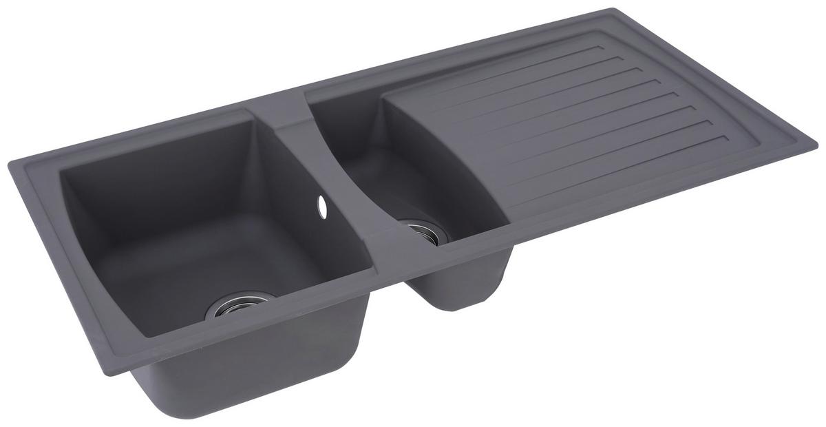 Einbauspüle Boston ca. 100x20x50 cm Grau - Grau, Trend, Glas/Kunststoff (100/20/50cm) - Respekta