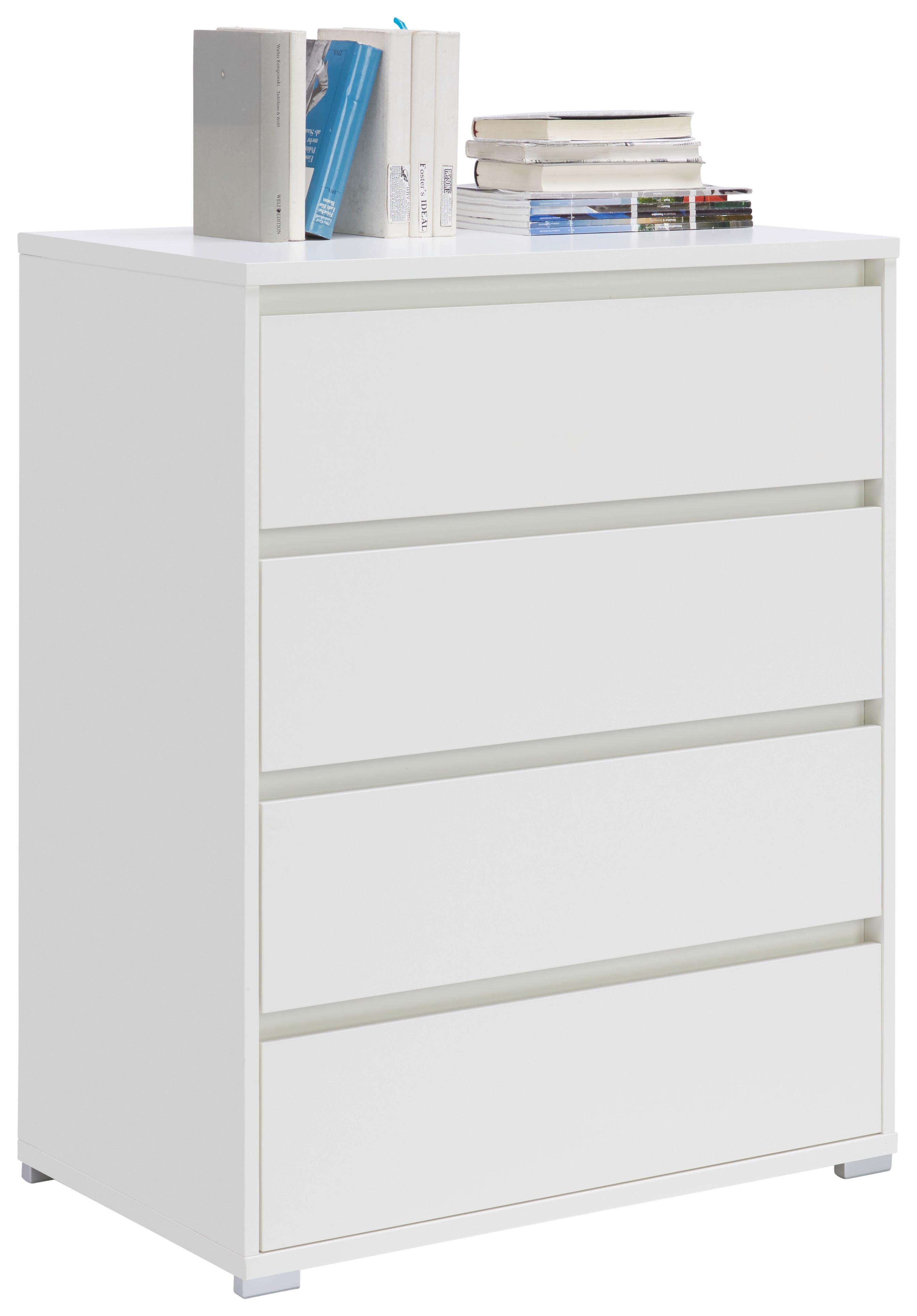 KOMODA LINE - kolor srebrny/biały, Design, materiał drewnopochodny/tworzywo sztuczne (80/103/48cm) - Carryhome