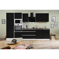 Küchenblock Lorena mit Geräten ca. 345 cm Schwarz Hochglanz - Schwarz Hochglanz/Graphitfarben, Basics, Holzwerkstoff (345cm) - Respekta