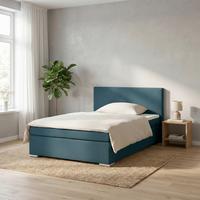Boxspringbett Mira 2 Dunkelblau Ca. 120x200cm - Chromfarben/Dunkelblau, Modern, Holz/Kunststoff (120/200cm) - Based