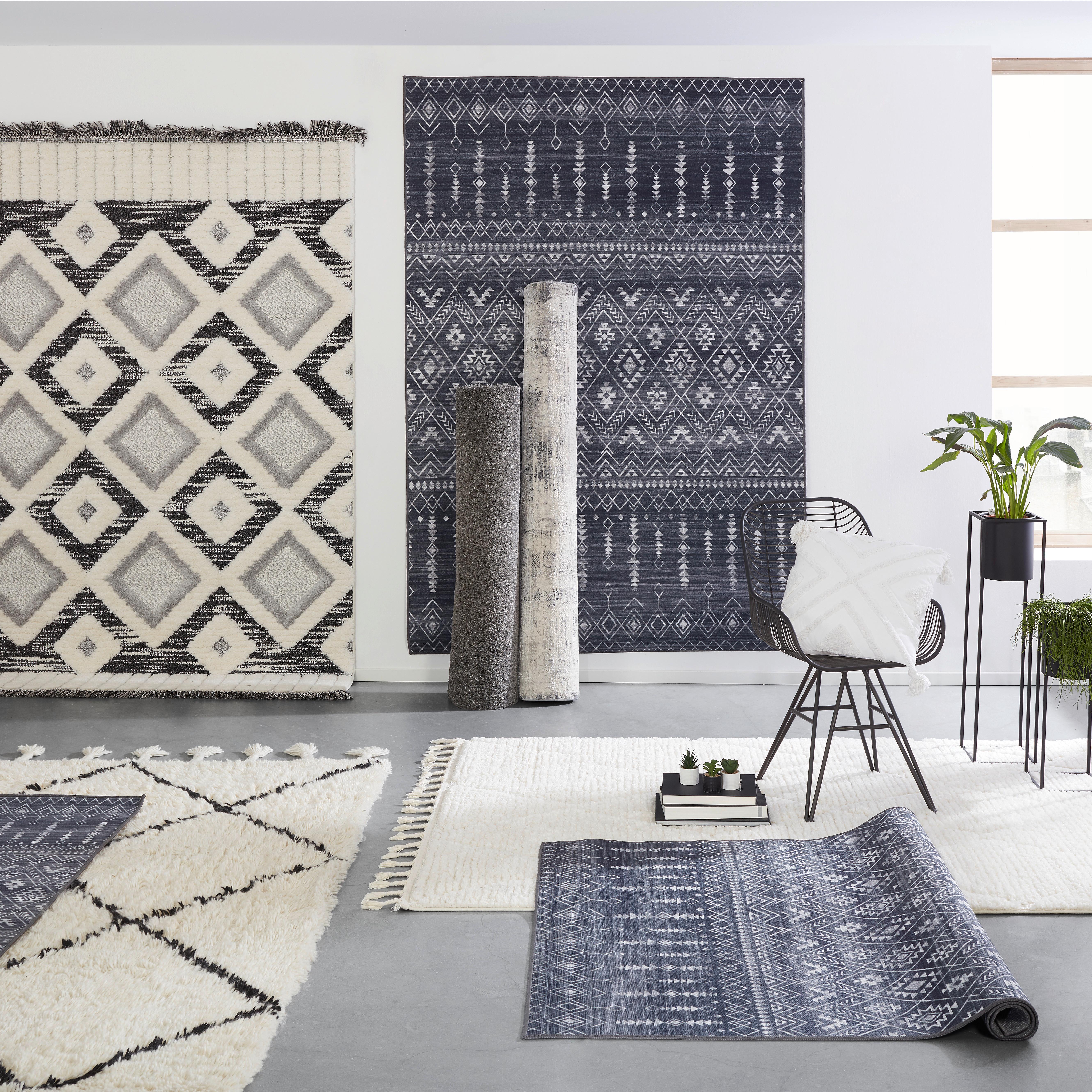 Dywan tkany SELMA 3, ok. 160x230 cm - biały/szary, Basics, tkanina (160/230cm) - Modern Living