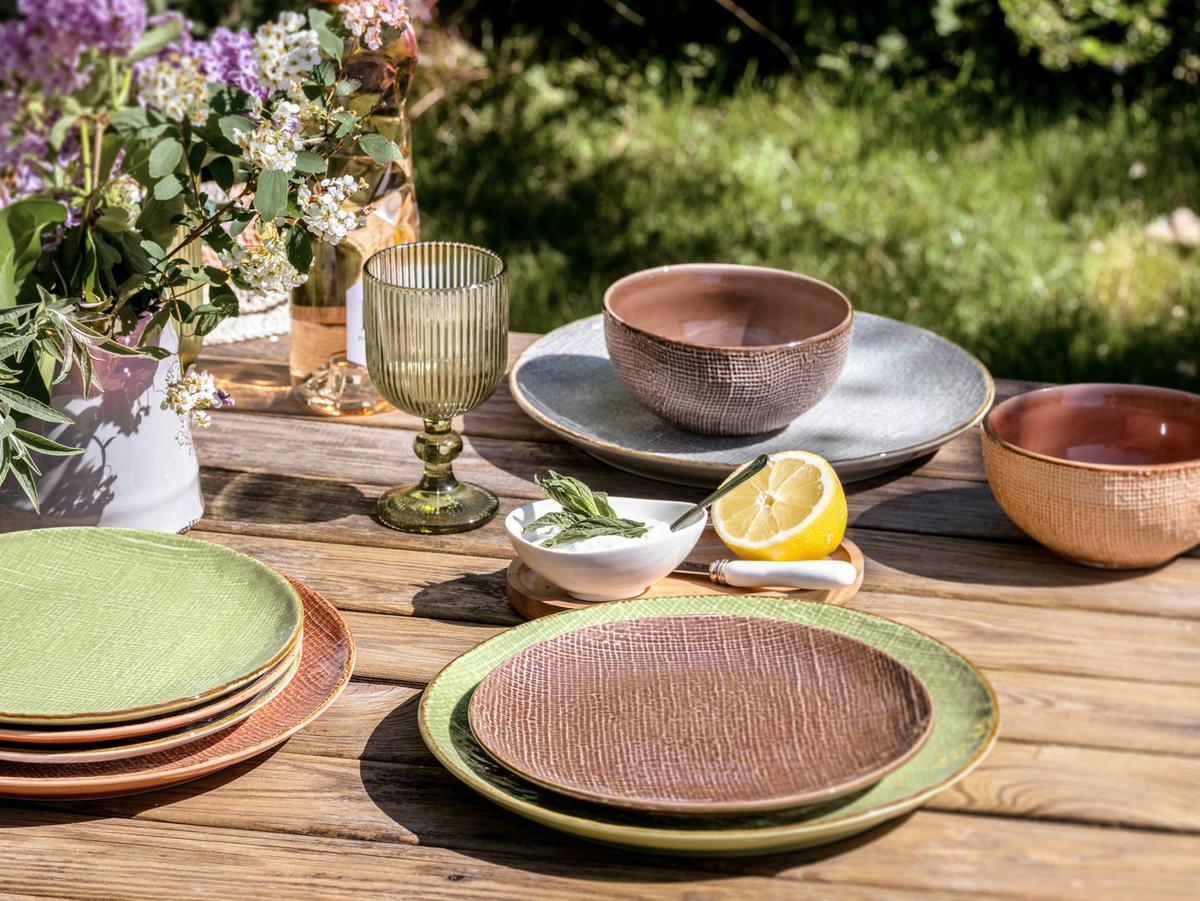 Kombiservice Canvas Mediterran, 16-teilig - Creme/Braun, LIFESTYLE, Keramik (34/31,5/33cm) - Creatable